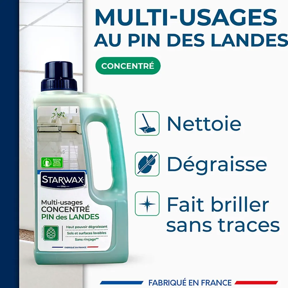 Starwax Nettoyant assainissant multi-usages senteur pin des landes 1L* Nettoyant Et Entretien Pour Sol