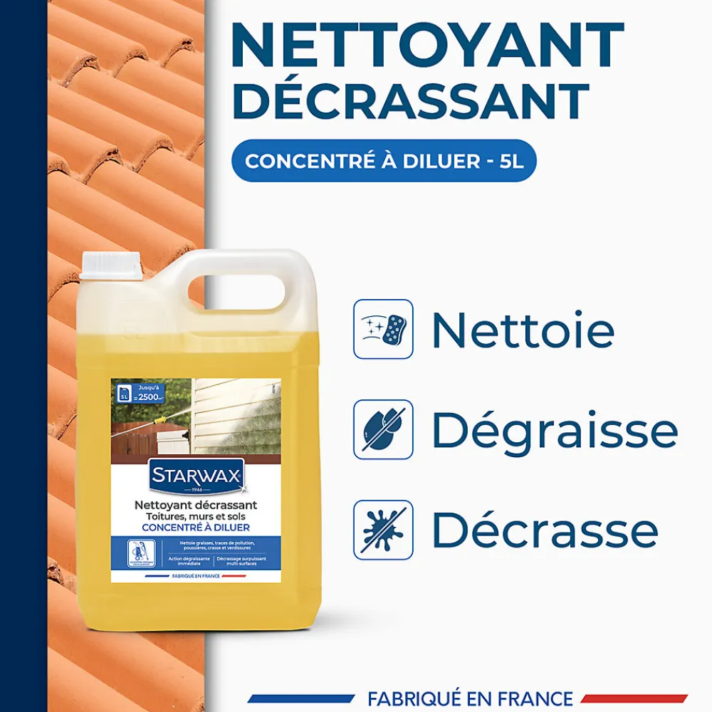 Nettoyant décrassant toitures, murs et sols gros nettoyage 5L>Starwax
