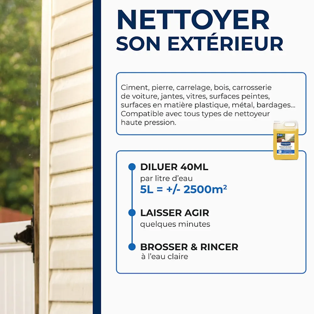 Nettoyant décrassant toitures, murs et sols gros nettoyage 5L>Starwax
