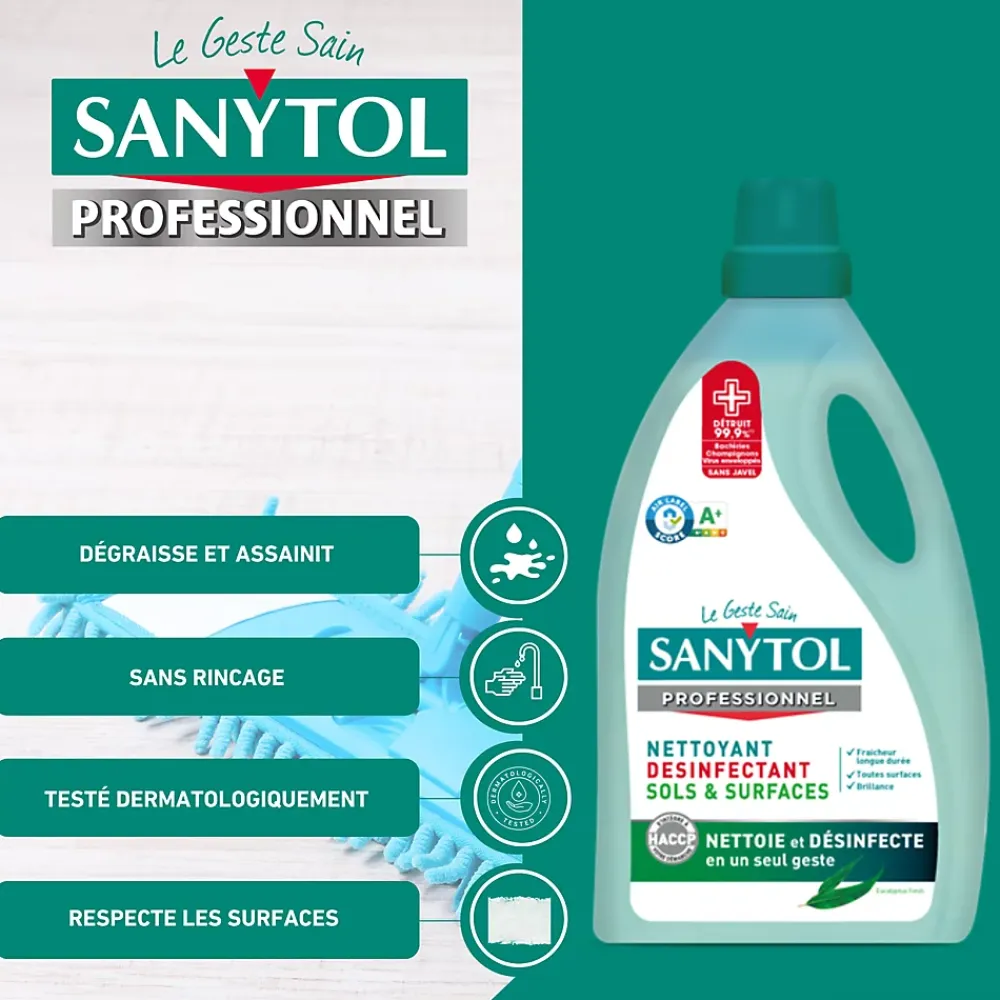 Sanytol Nettoyant désinfectant sols et surfaces eucalyptus 5L* Nettoyant Et Entretien Pour Sol
