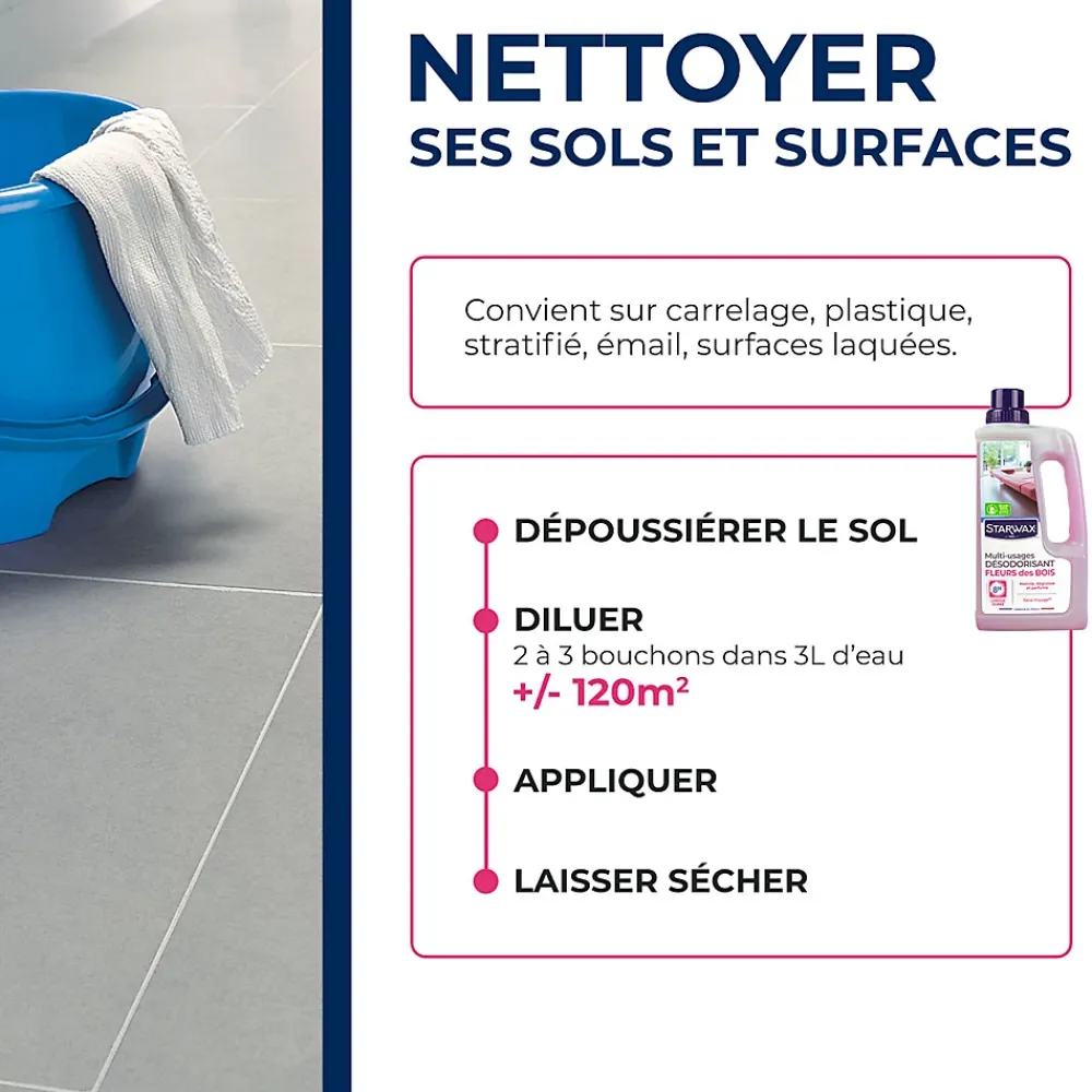 Starwax Nettoyant désodorisant multi-usages senteur fleur des bois 1L* Nettoyant Et Entretien Pour Sol