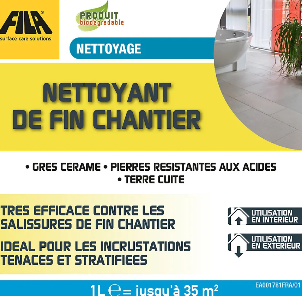 Nettoyant fin de chantier intérieur extérieur 1L>Fila Clearance
