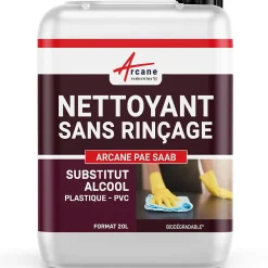 Arcane Industries Nettoyant plastique sans alcool : PVC, PC, téléphone etc... - 5 L -* Produits De Gros Lessivage