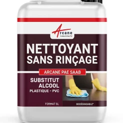 Arcane Industries Nettoyant plastique sans alcool : PVC, PC, téléphone etc... - 5 L -* Produits De Gros Lessivage