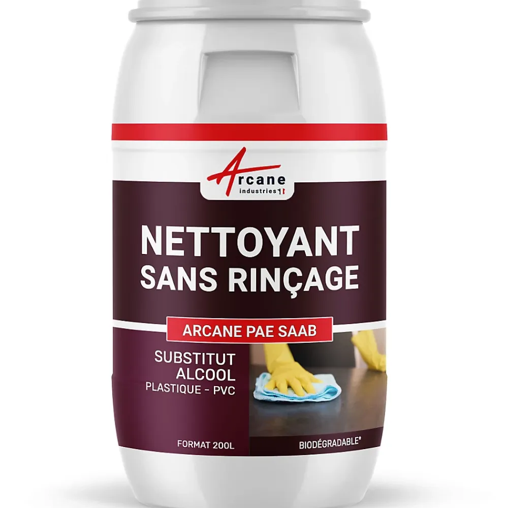 Arcane Industries Nettoyant plastique sans alcool : PVC, PC, téléphone etc... - 200 L -* Produits De Gros Lessivage