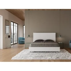 Ityhome Nouveau Lit Egos avec sommier 160x190 frêne blanc* Lit Coffre