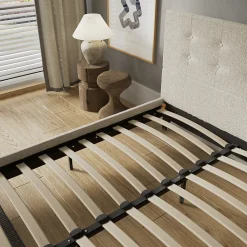 Sleep Lit 140x200 cm avec tête de lit tissu lin><noscript><img data-lazyloaded=