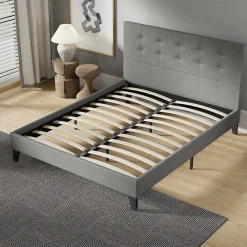 Sleep Lit 140x190 cm avec tête de lit tissu gris>November Outlet