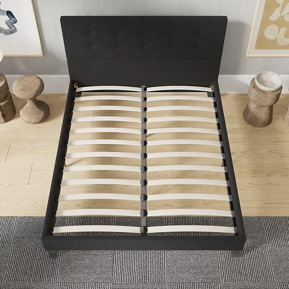 November Sleep Lit 120x190 cm avec tête de lit tissu noir* Lit Double