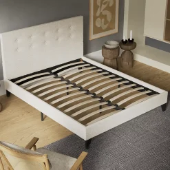 November Sleep Lit 160x200 cm avec tête de lit tissu lin* Lit Double