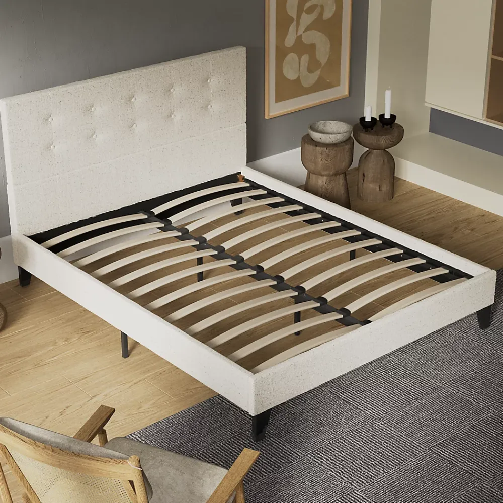 November Sleep Lit 120x190 cm avec tête de lit tissu lin* Lit Double