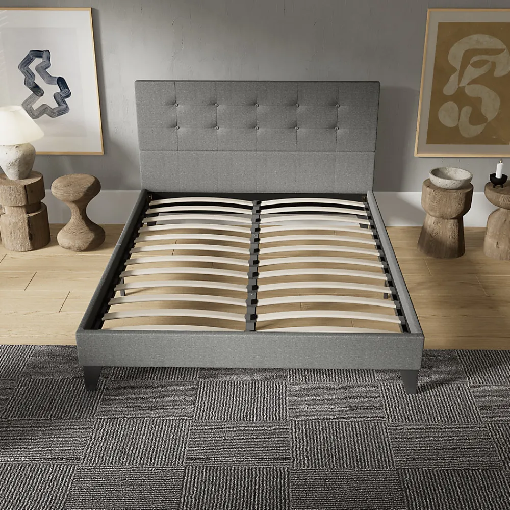 Sleep Lit 140x200 cm avec tête de lit tissu gris>November Online