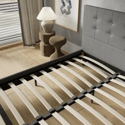 Sleep Lit 140x200 cm avec tête de lit tissu gris><noscript><img width=