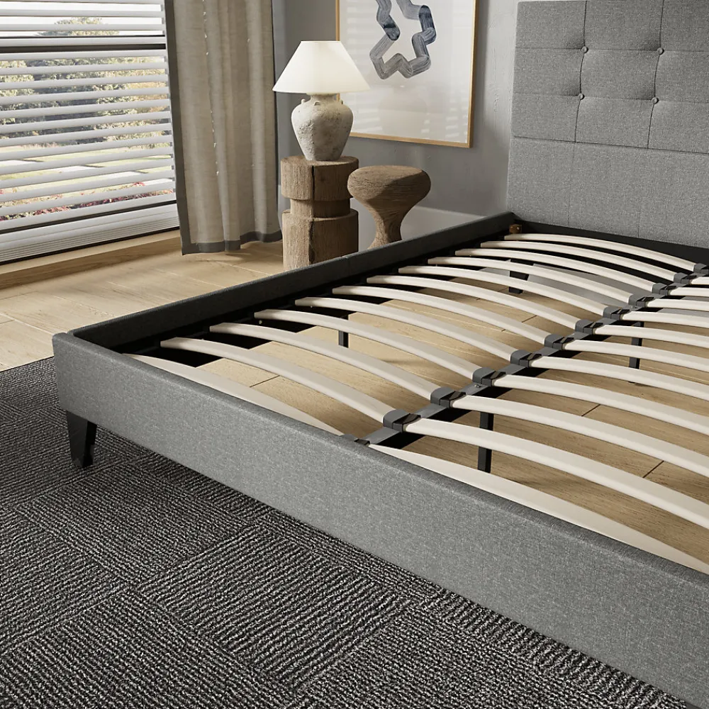 Sleep Lit 140x200 cm avec tête de lit tissu gris>November Online