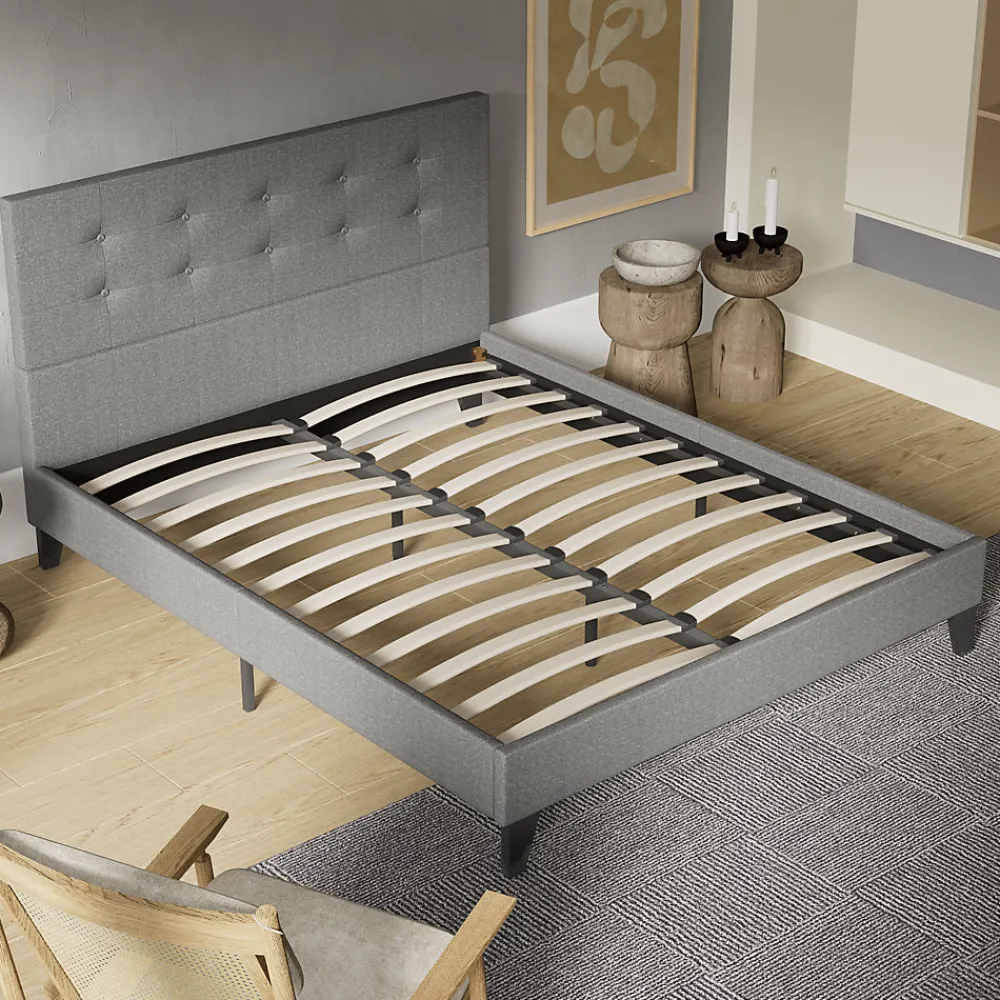 Sleep Lit 140x200 cm avec tête de lit tissu gris>November Online