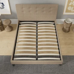 Sleep Lit 120x190 cm avec tête de lit tissu brun><noscript><img width=