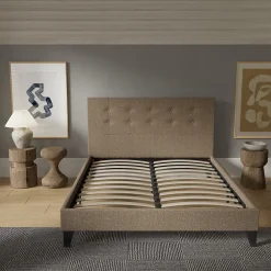 Sleep Lit 120x190 cm avec tête de lit tissu brun><noscript><img width=