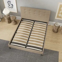 Sleep Lit 120x190 cm avec tête de lit tissu brun><noscript><img width=
