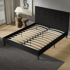 Sleep Lit 160x200 cm avec tête de lit tissu noir>November Sale