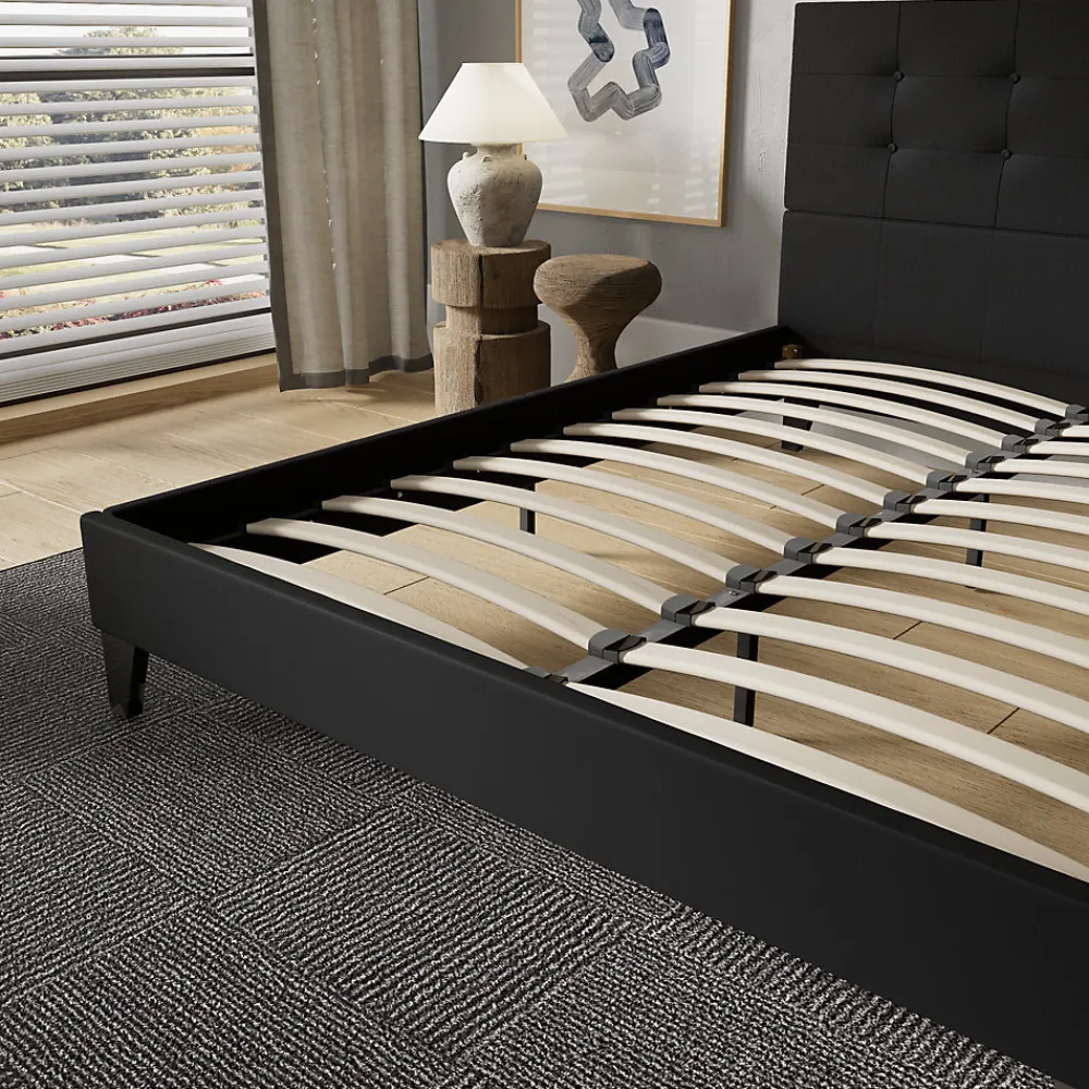 Sleep Lit 160x200 cm avec tête de lit tissu noir>November Sale