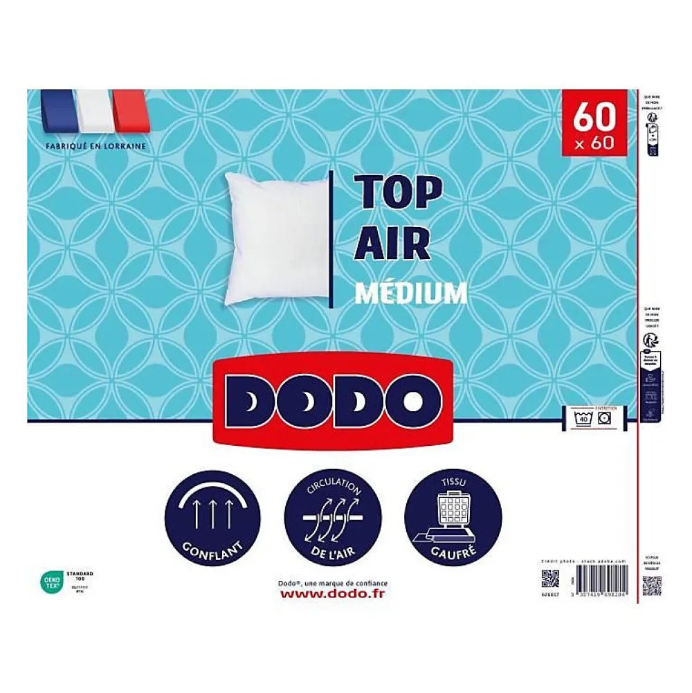 Dodo Oreiller - - MEDIUM TOP AIR - 60 x 60 cm - Blanc* Oreiller Ferme
