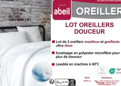 Oreiller 45 x 70 cm polyester moelleux blanc 500g><noscript><img width=