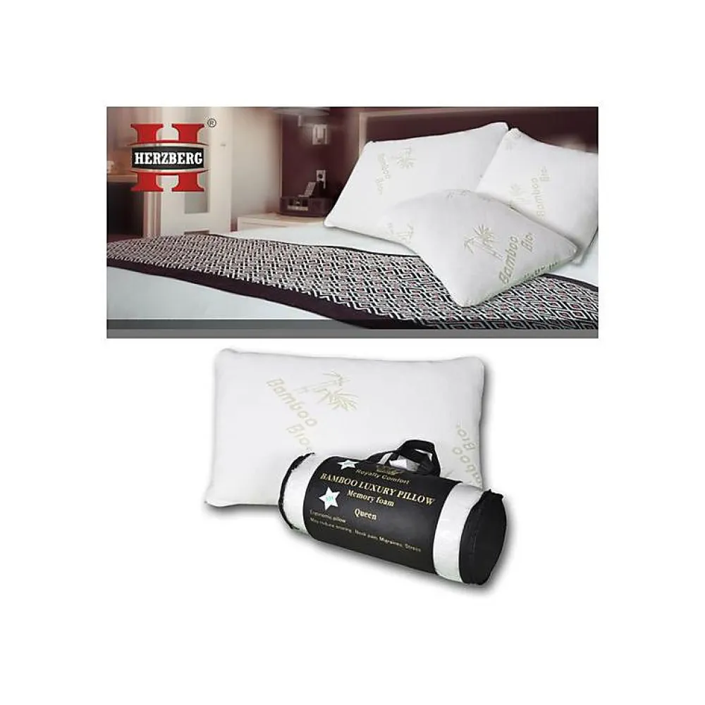 Oreiller de luxe en bambou Queen 50x76cm HG5076BM-blanc>Herzberg Online