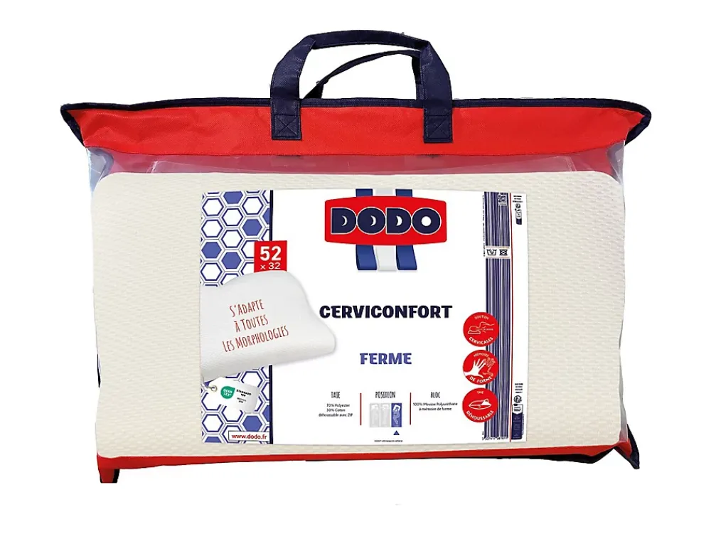 Dodo Oreiller - maintien parfait tête - indéformable - L. 52 x H. 32 cm - PERFECT POSITION* Oreiller Mémoire De Forme