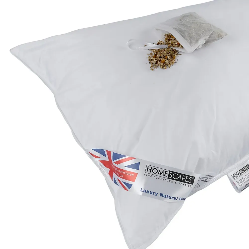 Homescapes Oreiller en duvet et en plumes de d'oie parfumé à la camomille, 50 x 75 cm -* Oreiller Moelleux