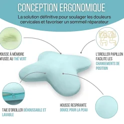 Oreiller en forme de papillon avec gel rafraîchissant - 53x43x12 - MULTIPOSITIONS>Inphysio New
