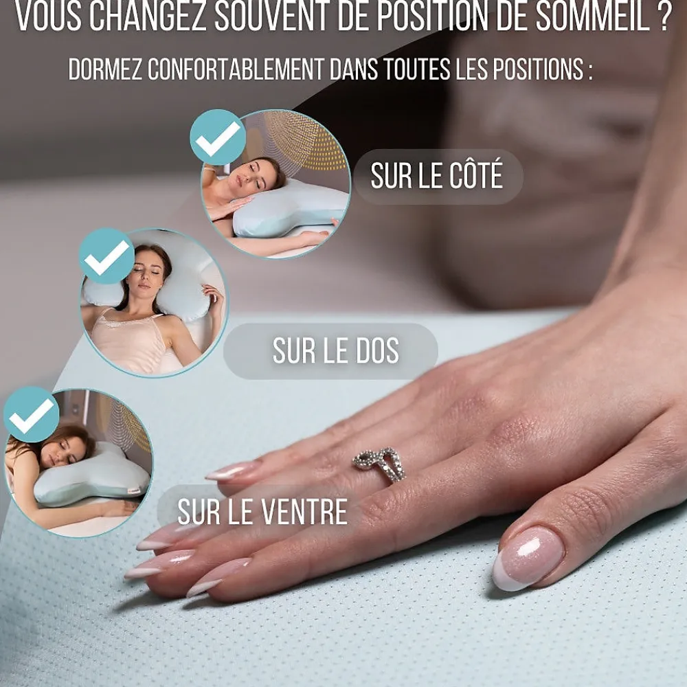 Oreiller en forme de papillon avec gel rafraîchissant - 53x43x12 - MULTIPOSITIONS>Inphysio New