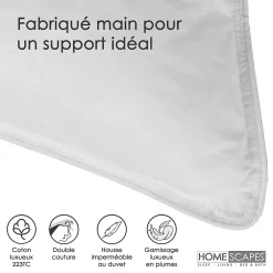 Oreiller en plumes de canard 50 x 75 cm, lot de 2 -><noscript><img width=