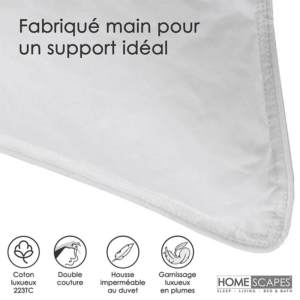 Oreiller en plumes de canard 50 x 75 cm, lot de 2 ->Homescapes New