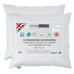 Oreiller en plumes de canard 60 x 70 cm, lot de 2 ->Homescapes Outlet