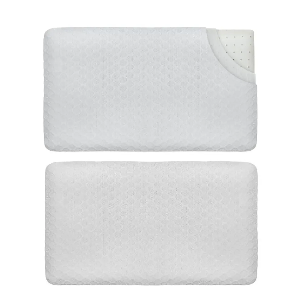 Oreiller enfant respirant en tissu de bambou 50x30x5,5 avec taie en bambou supplémentaire ->Inphysio Best