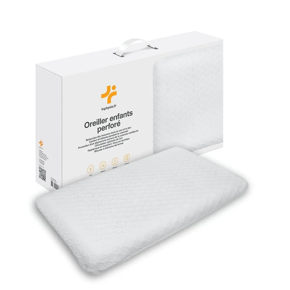 Inphysio Oreiller enfant respirant en tissu de bambou 50x30x5,5 -* Oreiller Mémoire De Forme
