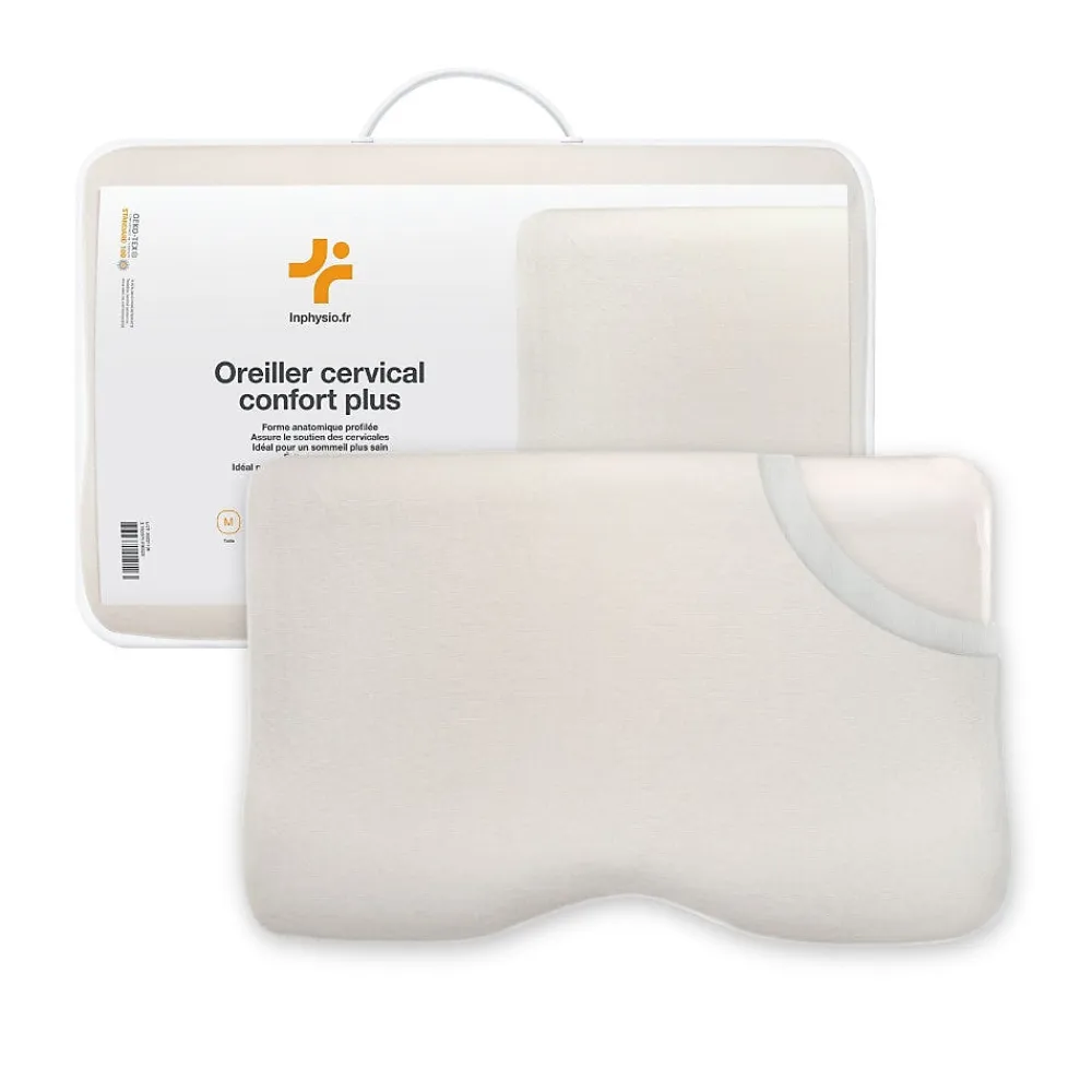 Oreiller ergonomique cervical en mousse à mémoire - taie d'oreiller en coton - 54x33x12 - CONFORT PLUS>Inphysio Online
