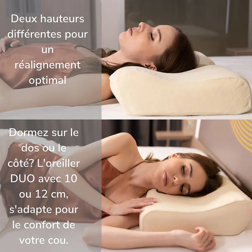 Oreiller ergonomique de luxe avec taie d'oreiller rafraîchissante 3 taies d'oreiller>Inphysio Hot