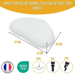 Inphysio Oreiller ergonomique en forme de nuage - mousse à mémoire de forme - 57x35x12 -* Oreiller Mémoire De Forme