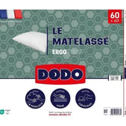 Oreiller Le Matelassé - 60x60 cm - Soutien ferme - Taie déhoussable - Fabriqué en France><noscript><img width=