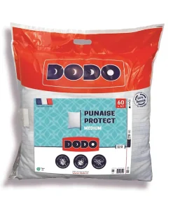 Dodo Oreiller médium 60x60 cm - Protection anti punaise, anti acarien - 550 gr - Blanc - Fabriqué en France* Oreiller Moelleux
