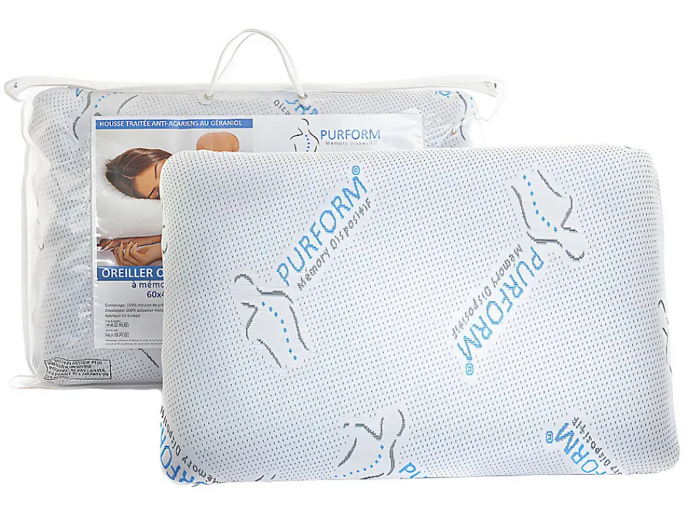 Oreiller mémoire de forme 40 x 60 cm anti acariens PURFORM - SIRONA>Vente-unique Discount