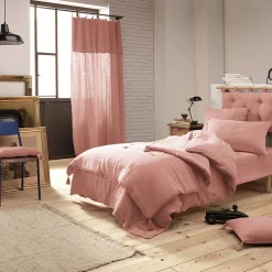 OUREA - Couvre-pied 150x150cm Capitonné Gaze de Coton Rose Pêche>Altobuy Outlet