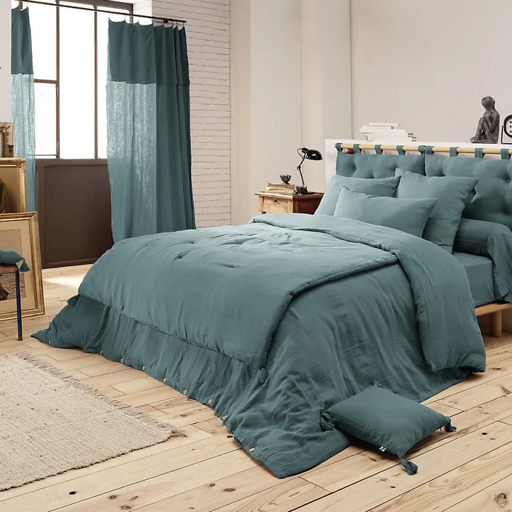 OUREA - Couvre-pied 150x150cm Capitonné Gaze de Coton Canard>Altobuy Clearance