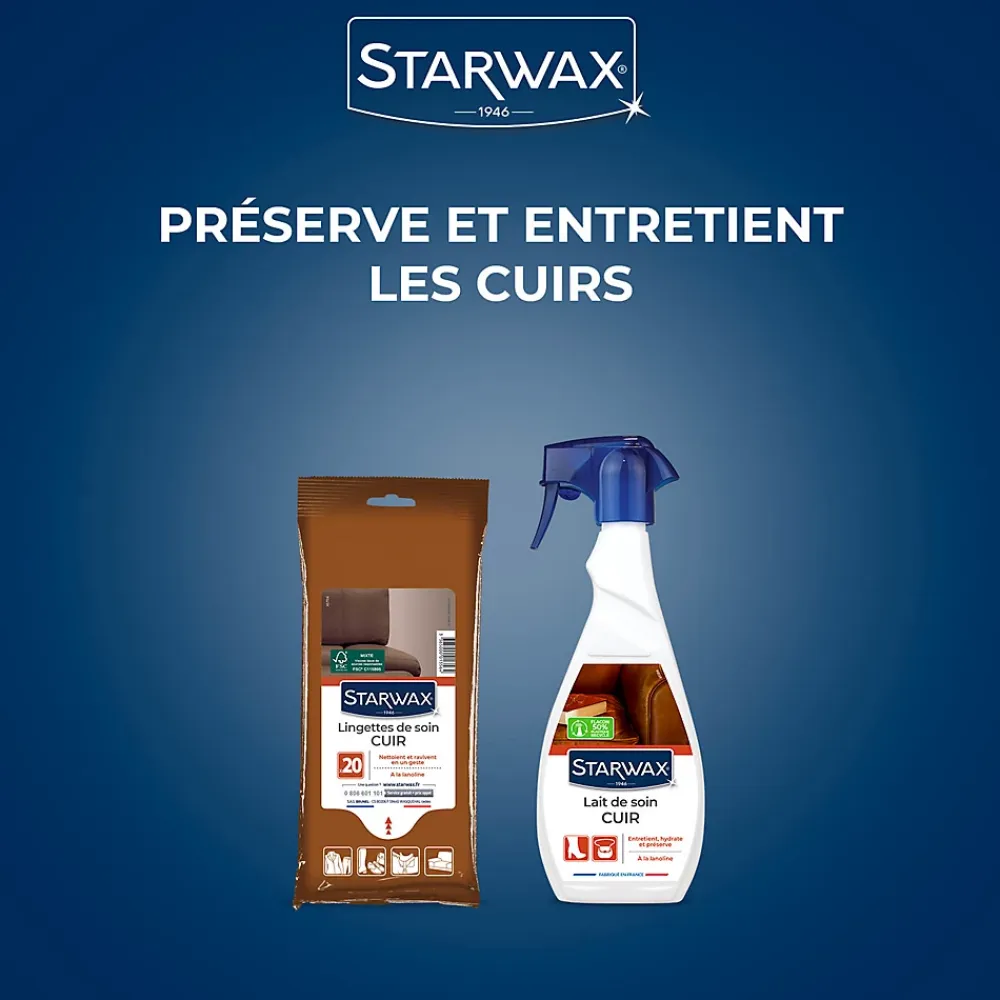Starwax Pack 18 lingettes de soin cuir* Lingette