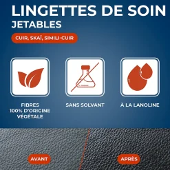 Starwax Pack 18 lingettes de soin cuir* Lingette