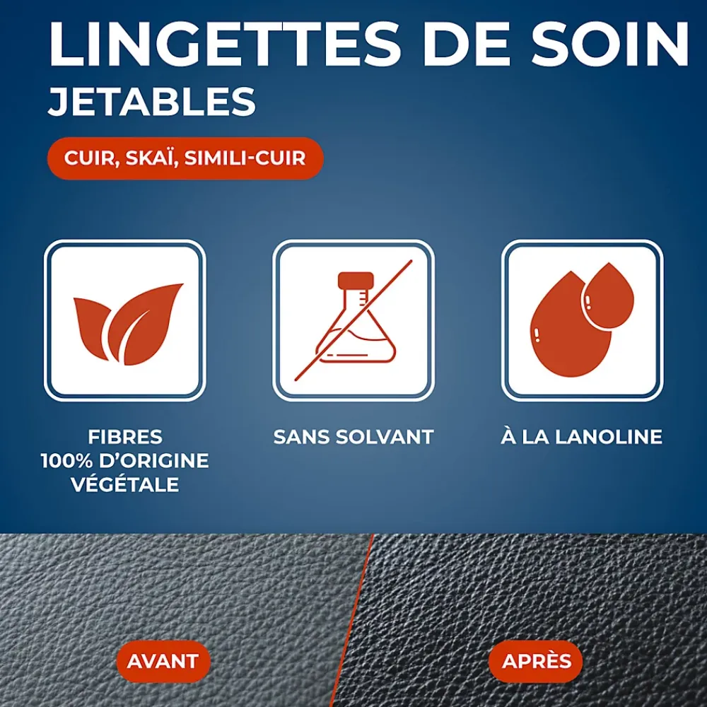 Starwax Pack 18 lingettes de soin cuir* Lingette