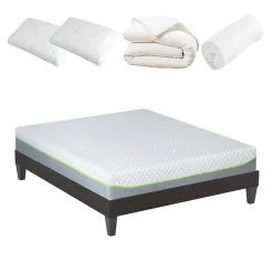 Pack Anthea 180x200 cm Matelas Mousse + Sommier Bois + Accessoires>Olympe Literie Clearance