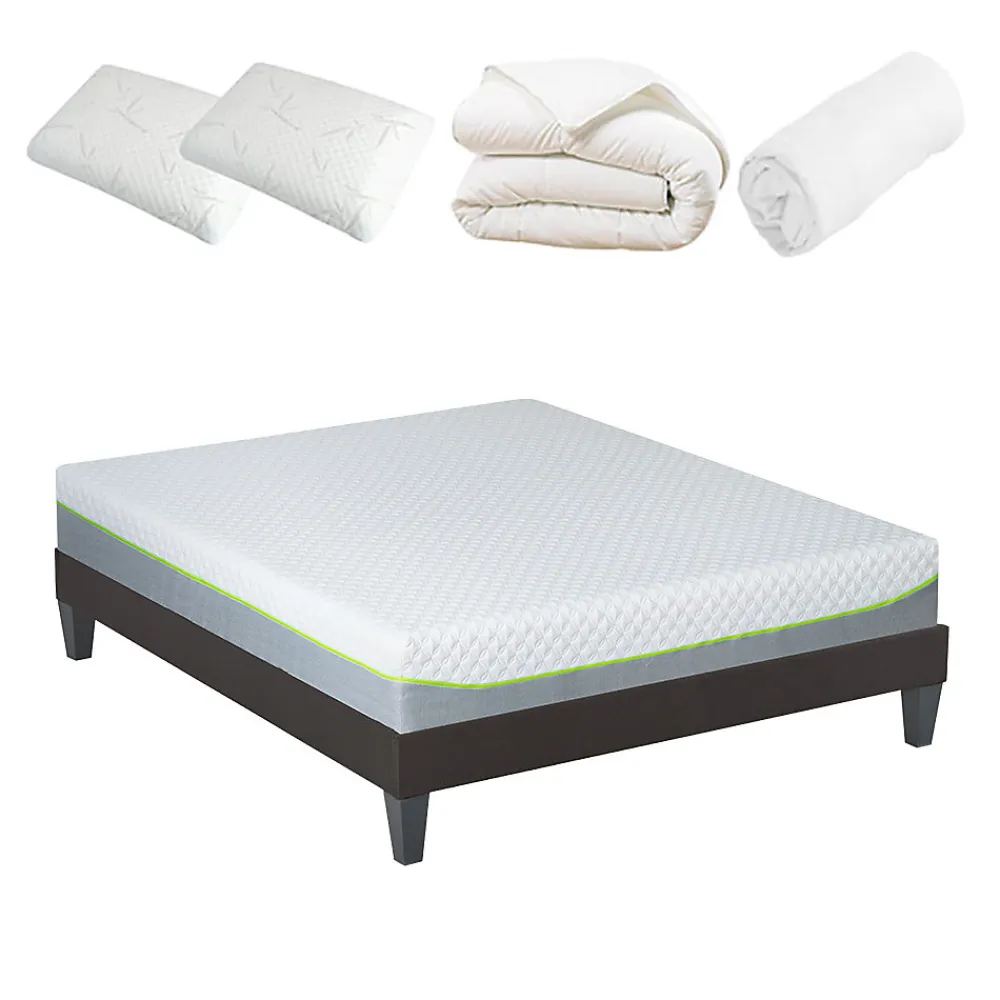 Pack Anthea 180x200 cm Matelas Mousse + Sommier Bois + Accessoires>Olympe Literie Clearance