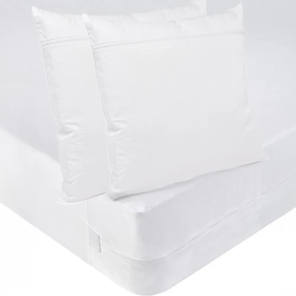 Bleu Calin Pack ANTI-PUNAISES DE LIT Protège-matelas 140x190cm + 2 Protège oreillers 63x63cm imperméables* Protège Matelas